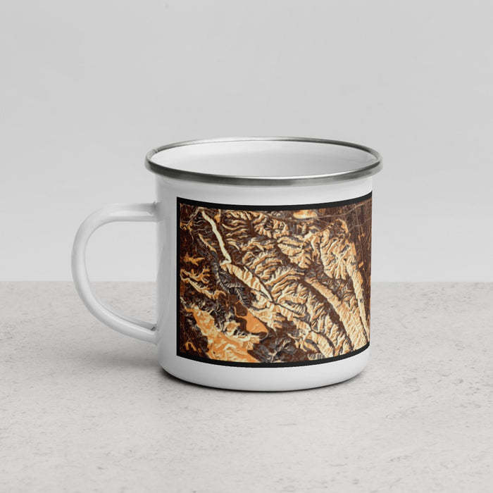 Left View Custom Pleasanton California Map Enamel Mug in Ember
