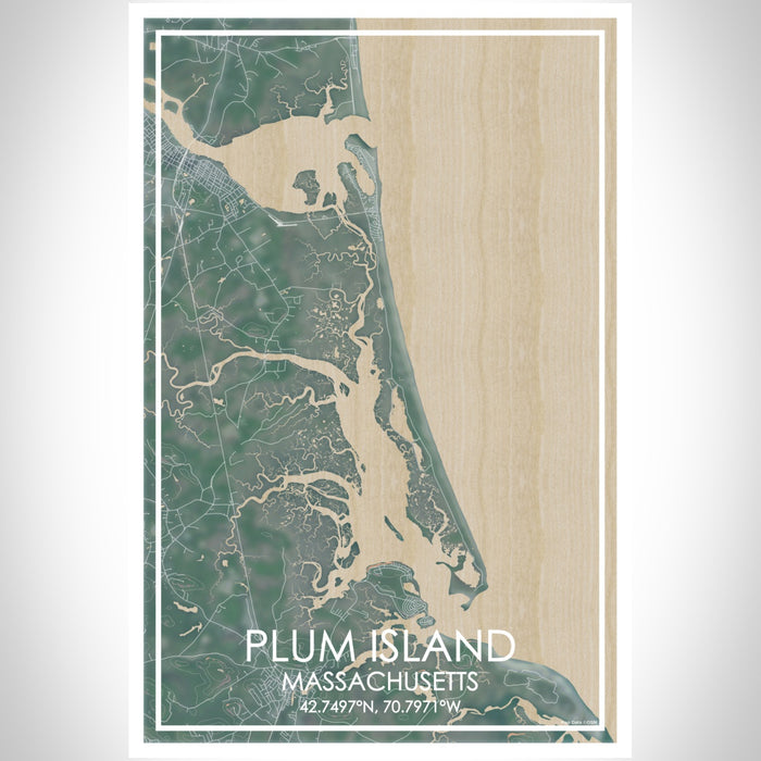 Plum Island Massachusetts Map Print Portrait Orientation in Afternoon Style With Shaded Background