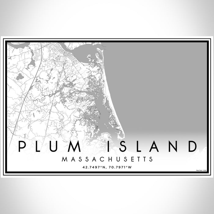 Plum Island Massachusetts Map Print Landscape Orientation in Classic Style With Shaded Background