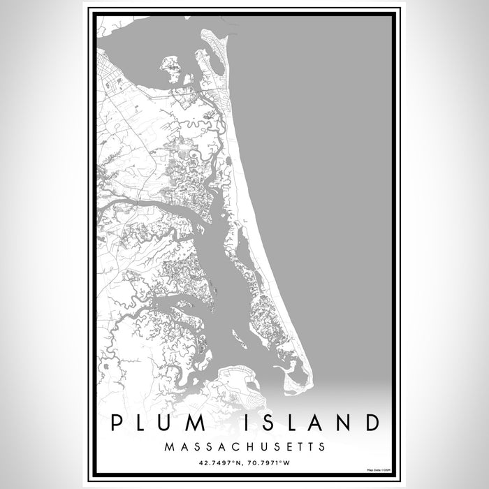 Plum Island Massachusetts Map Print Portrait Orientation in Classic Style With Shaded Background
