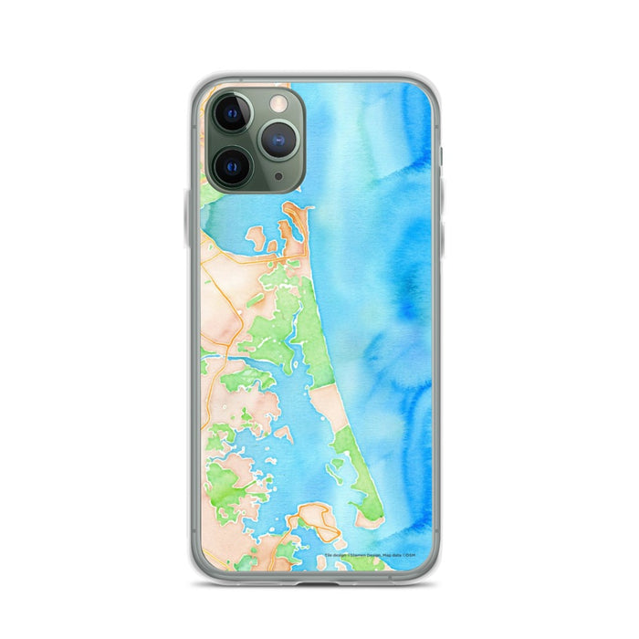 Custom iPhone 11 Pro Plum Island Massachusetts Map Phone Case in Watercolor