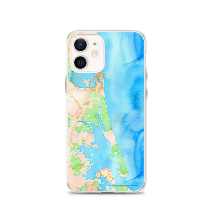 Custom iPhone 12 Plum Island Massachusetts Map Phone Case in Watercolor