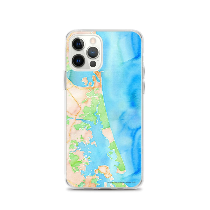 Custom iPhone 12 Pro Plum Island Massachusetts Map Phone Case in Watercolor