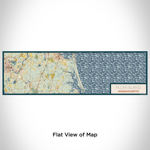 Flat View of Map Custom Plum Island Massachusetts Map Enamel Mug in Woodblock