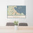 24x36 Plymouth Massachusetts Map Print Lanscape Orientation in Woodblock Style Behind 2 Chairs Table and Potted Plant