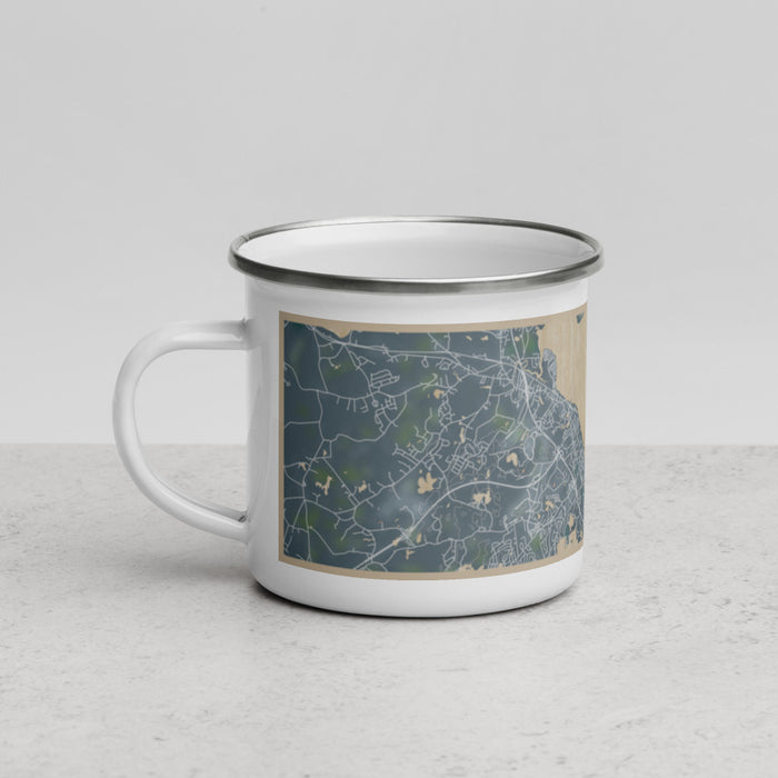 Left View Custom Plymouth Massachusetts Map Enamel Mug in Afternoon