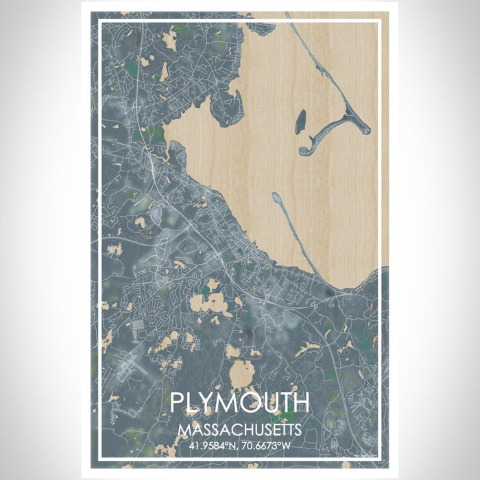 Plymouth Massachusetts Map Print Portrait Orientation in Afternoon Style With Shaded Background