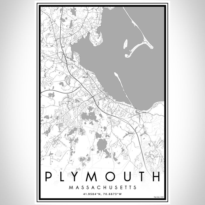 Plymouth Massachusetts Map Print Portrait Orientation in Classic Style With Shaded Background