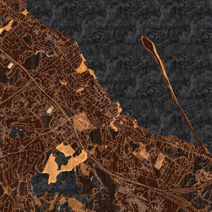 Plymouth Massachusetts Map Print in Ember Style Zoomed In Close Up Showing Details