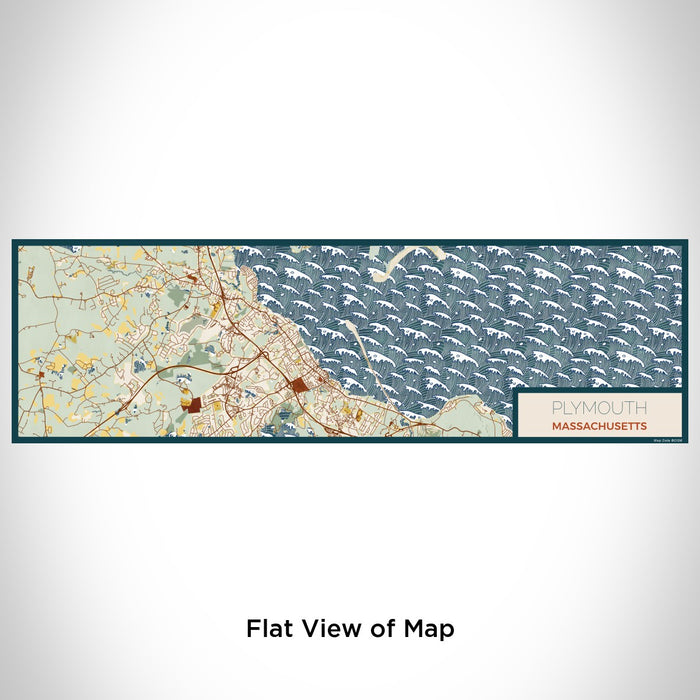 Flat View of Map Custom Plymouth Massachusetts Map Enamel Mug in Woodblock