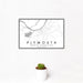 12x18 Plymouth North Carolina Map Print Landscape Orientation in Classic Style With Small Cactus Plant in White Planter