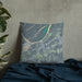 Custom Plymouth North Carolina Map Throw Pillow in Afternoon on Bedding Against Wall
