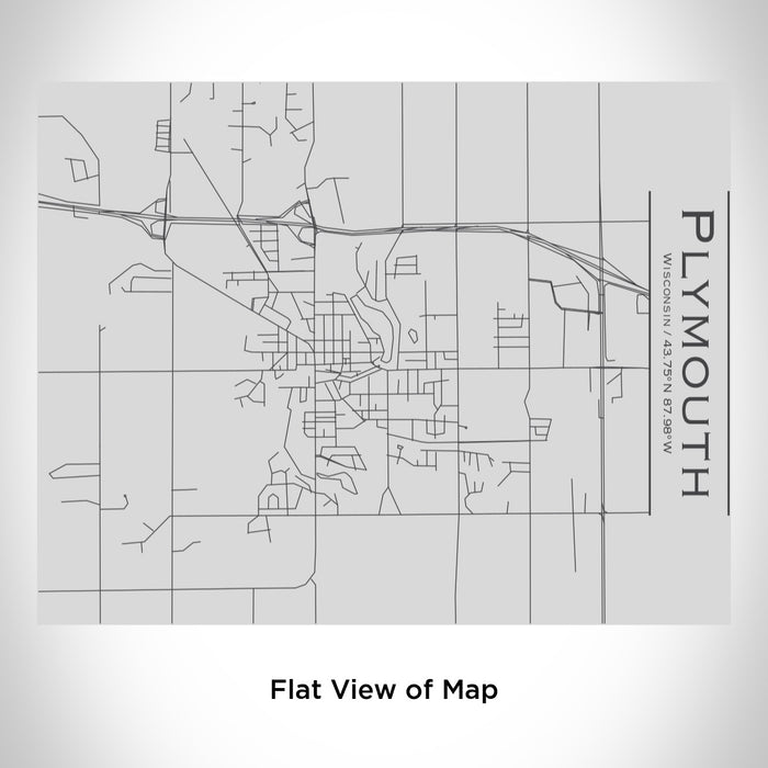 Rendered View of Plymouth Wisconsin Map Engraving on 20oz Stainless Steel Insulated Bottle with Bamboo Top