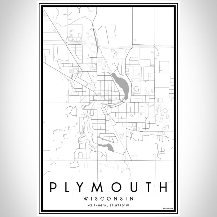 Plymouth Wisconsin Map Print Portrait Orientation in Classic Style With Shaded Background