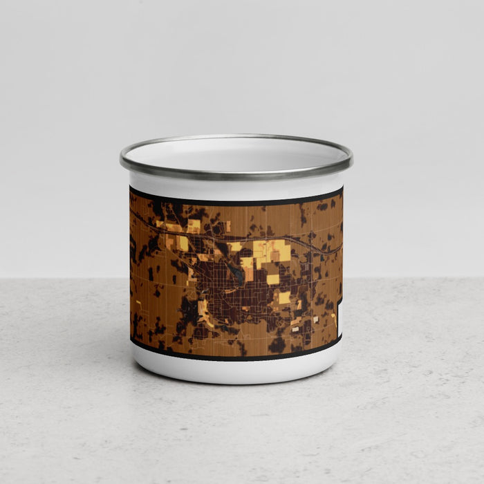 Front View Custom Plymouth Wisconsin Map Enamel Mug in Ember