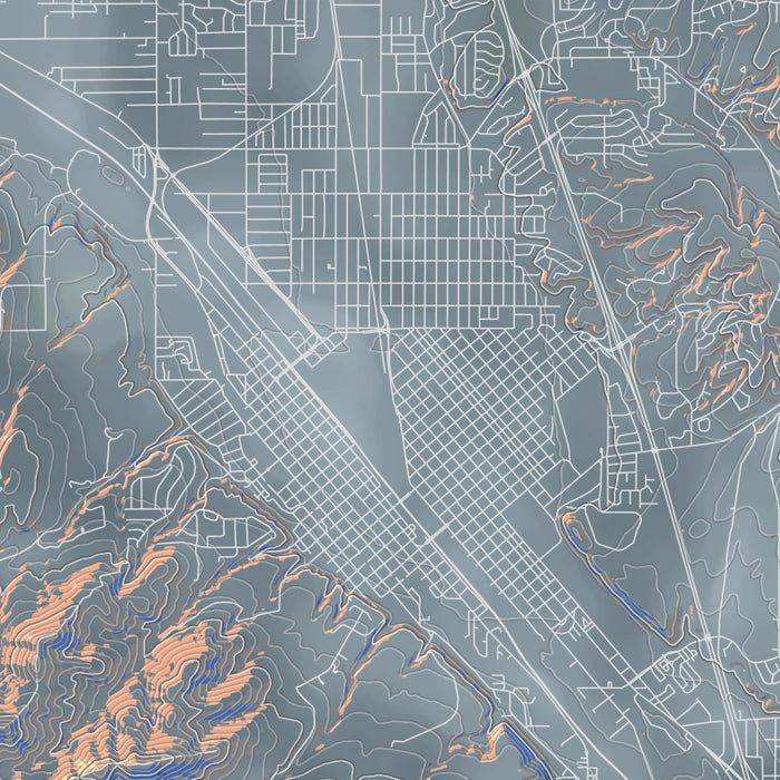 Pocatello Idaho Map Print in Afternoon Style Zoomed In Close Up Showing Details