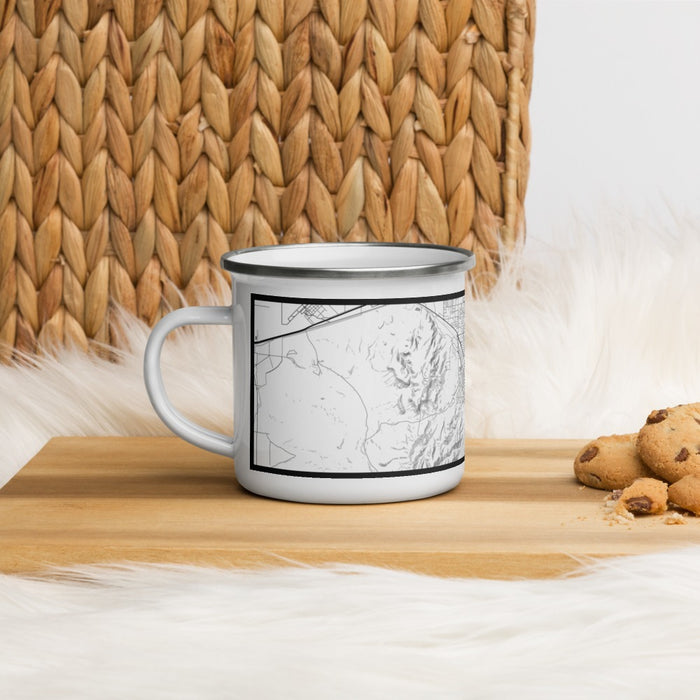 Left View Custom Pocatello Idaho Map Enamel Mug in Classic on Table Top