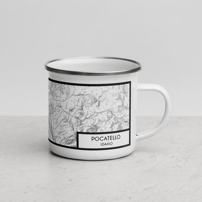 Right View Custom Pocatello Idaho Map Enamel Mug in Classic