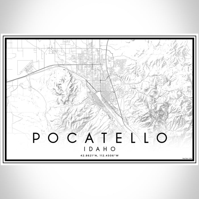 Pocatello Idaho Map Print Landscape Orientation in Classic Style With Shaded Background