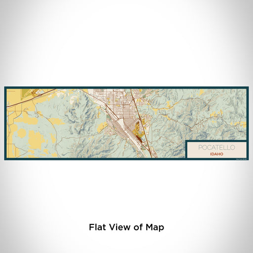 Flat View of Map Custom Pocatello Idaho Map Enamel Mug in Woodblock