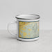 Left View Custom Pocatello Idaho Map Enamel Mug in Woodblock