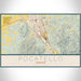 Pocatello Idaho Map Print Landscape Orientation in Woodblock Style With Shaded Background