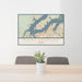 24x36 Point Venture Texas Map Print Lanscape Orientation in Woodblock Style Behind 2 Chairs Table and Potted Plant