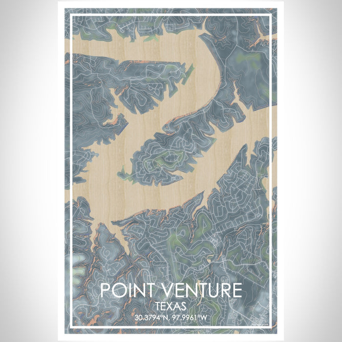 Point Venture Texas Map Print Portrait Orientation in Afternoon Style With Shaded Background