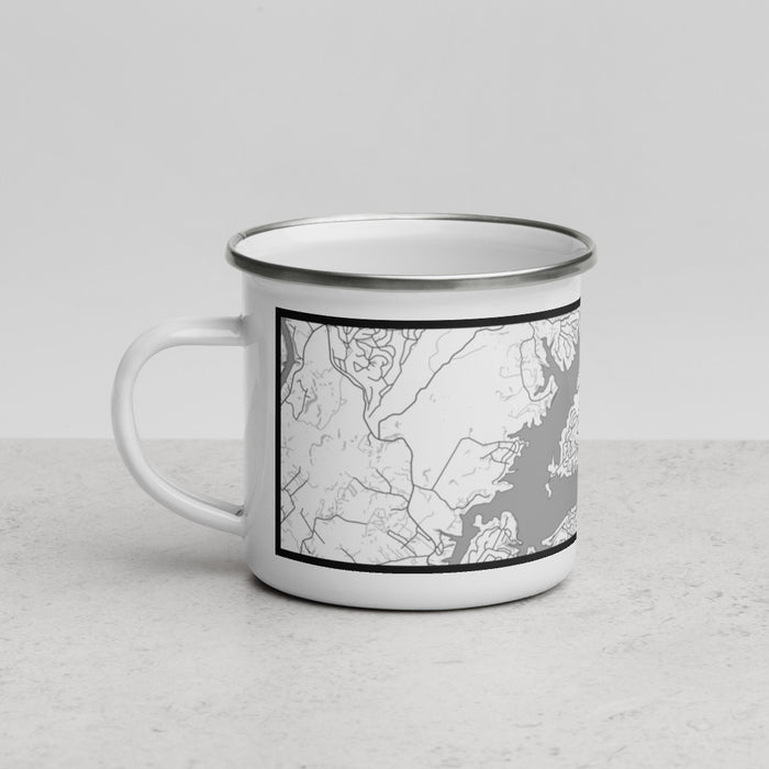 Left View Custom Point Venture Texas Map Enamel Mug in Classic