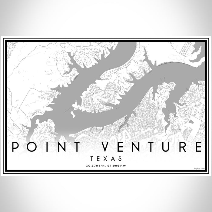Point Venture Texas Map Print Landscape Orientation in Classic Style With Shaded Background