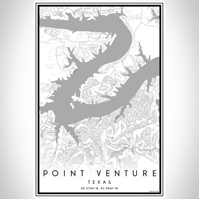 Point Venture Texas Map Print Portrait Orientation in Classic Style With Shaded Background