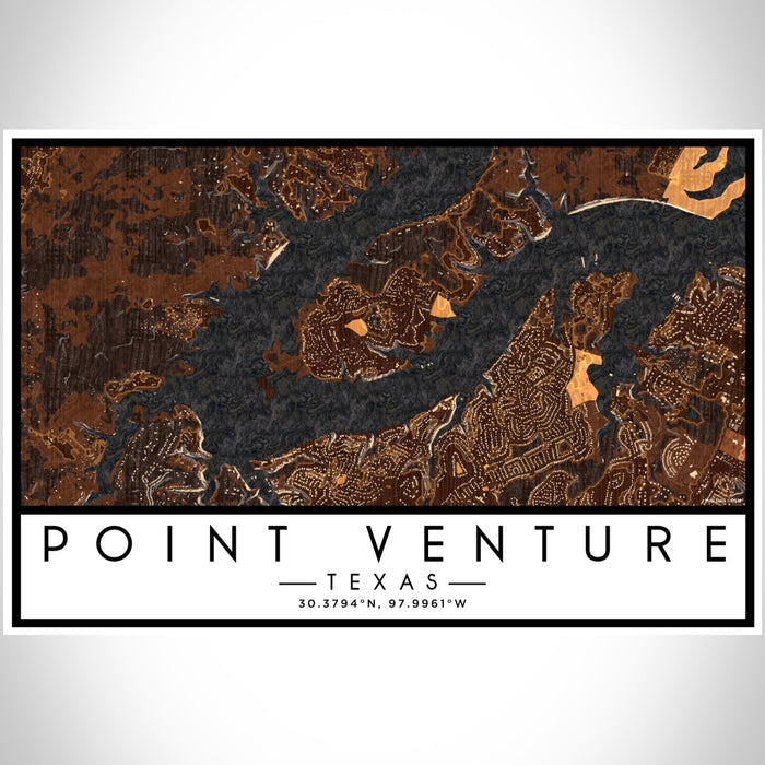 Point Venture Texas Map Print Landscape Orientation in Ember Style With Shaded Background