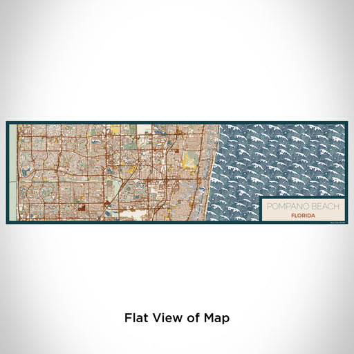 Flat View of Map Custom Pompano Beach Florida Map Enamel Mug in Woodblock