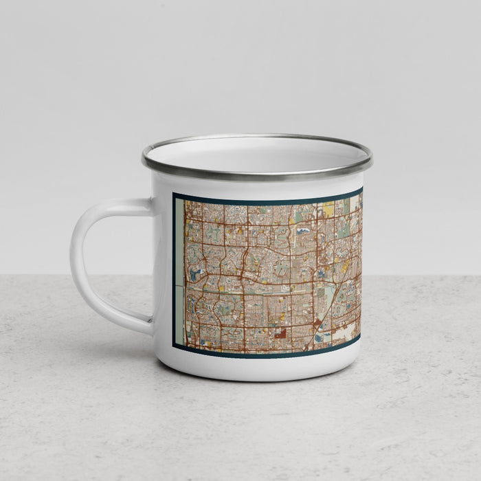 Left View Custom Pompano Beach Florida Map Enamel Mug in Woodblock