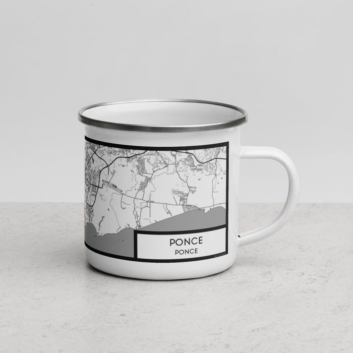 Right View Custom Ponce Ponce Map Enamel Mug in Classic