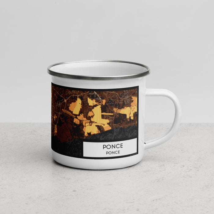 Right View Custom Ponce Ponce Map Enamel Mug in Ember