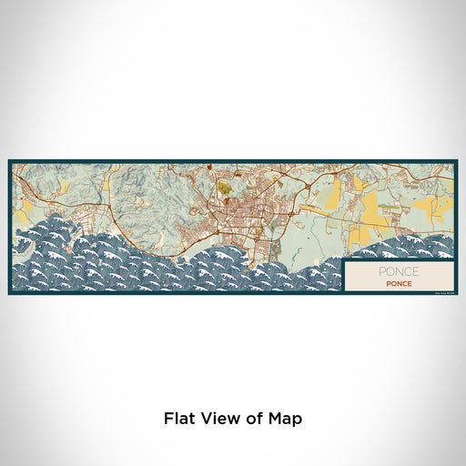 Flat View of Map Custom Ponce Ponce Map Enamel Mug in Woodblock