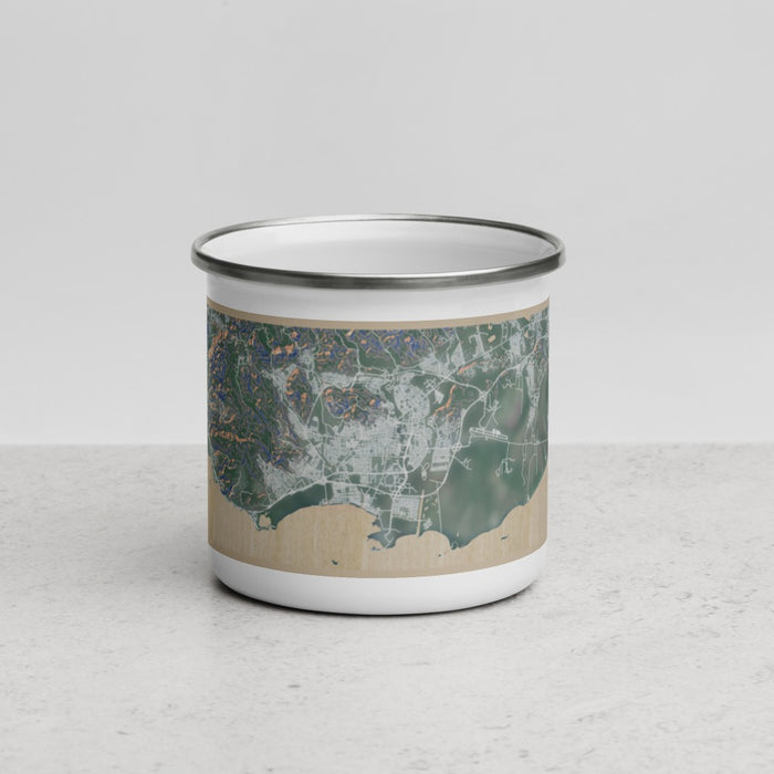 Front View Custom Ponce Puerto Rico Map Enamel Mug in Afternoon