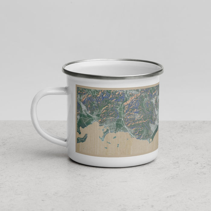 Left View Custom Ponce Puerto Rico Map Enamel Mug in Afternoon