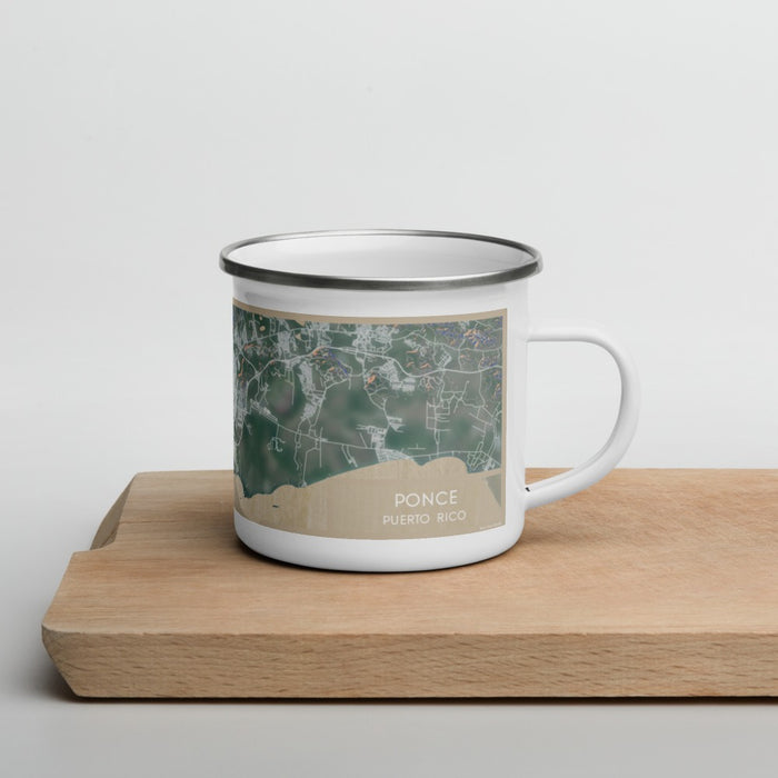 Right View Custom Ponce Puerto Rico Map Enamel Mug in Afternoon