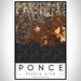 Ponce Puerto Rico Map Print Portrait Orientation in Ember Style With Shaded Background