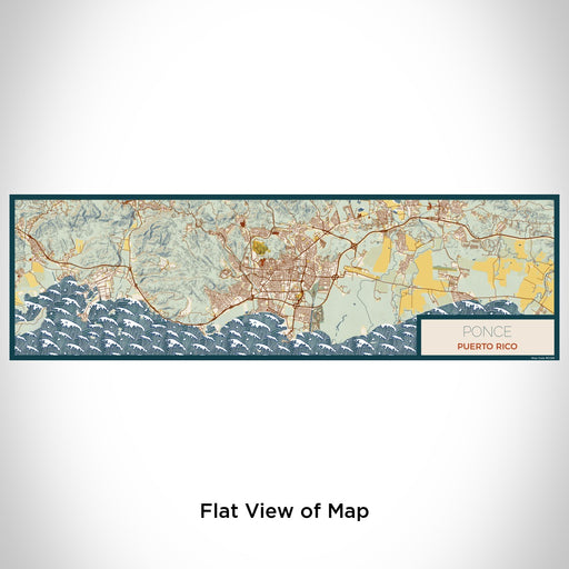 Flat View of Map Custom Ponce Puerto Rico Map Enamel Mug in Woodblock