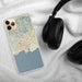 Custom Ponce Puerto Rico Map Phone Case in Woodblock on Table with Black Headphones