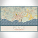 Ponce Puerto Rico Map Print Landscape Orientation in Woodblock Style With Shaded Background