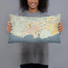 Person holding 20x12 Custom Ponce Puerto Rico Map Throw Pillow in Woodblock