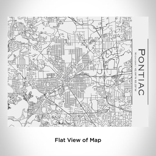 Rendered View of Pontiac Michigan Map Engraving on 20oz Stainless Steel Insulated Bottle with Bamboo Top in White