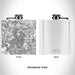 Rendered View of Pontiac Michigan Map Engraving on 6oz Stainless Steel Flask in White
