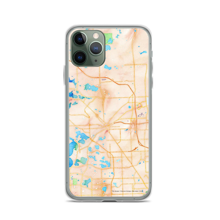 Custom Pontiac Michigan Map Phone Case in Watercolor