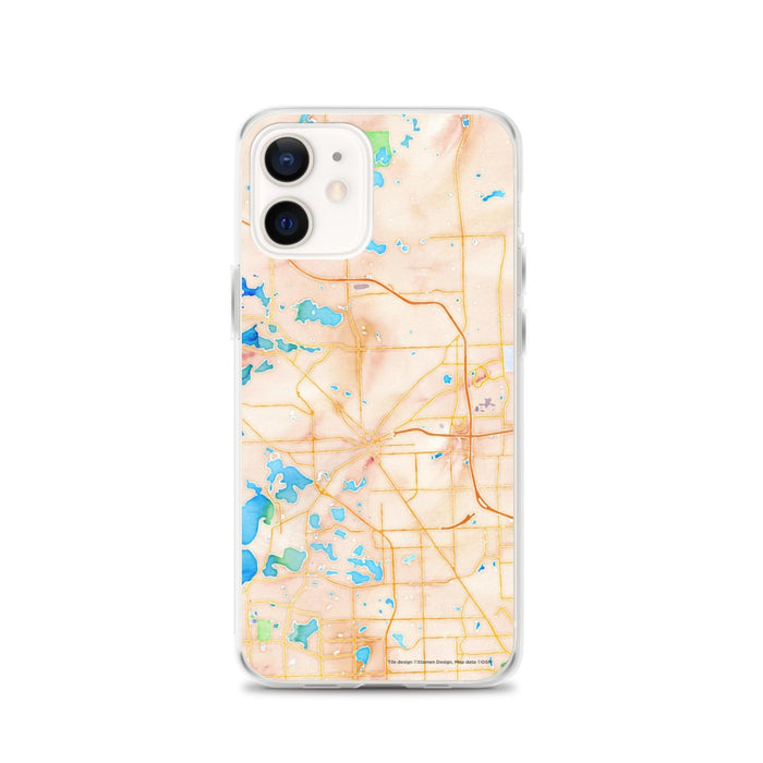 Custom Pontiac Michigan Map iPhone 12 Phone Case in Watercolor
