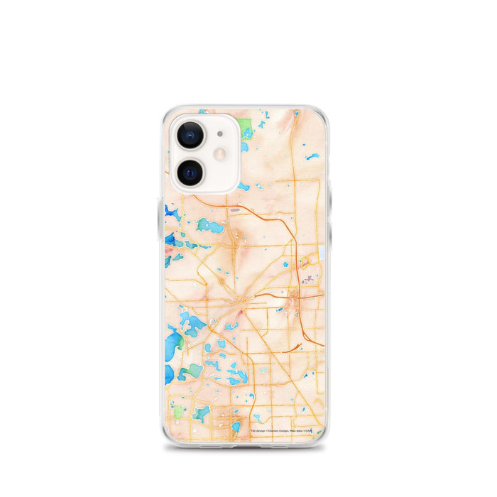 Custom Pontiac Michigan Map iPhone 12 mini Phone Case in Watercolor